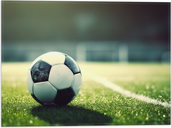 Vlag - Veld - Bal - Voetbal - Lijn - 40x30 cm Foto op Polyester Vlag