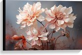 Canvas - Schilderij - Bloemen - Bladeren - Roze - Wit - 60x40 cm Foto op Canvas Schilderij (Wanddecoratie op Canvas)