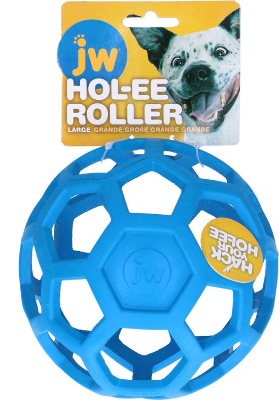 Foto: Jw hol ee roller hondenspeeltje hondenspeelgoed hondenbal l 15 cm natuurrubber blauw