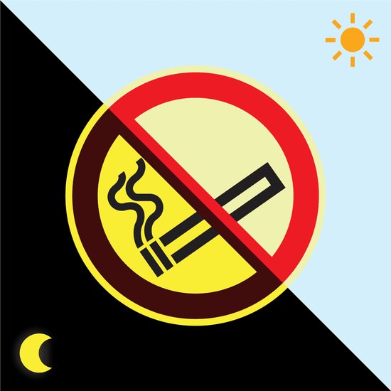 Extra lichtgevende niet roken sticker, 200 mm, P002 | bol