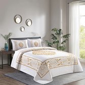 Luxe bedsprei set - Bedsprei 220x240 - Kussensloop 2x 50x70 - Wit met gouden luxe details
