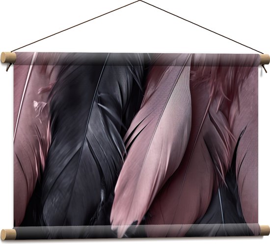 Textielposter - Veren - Zwart - Roze - 60x40 cm Foto op Textiel