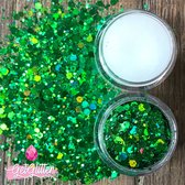 GetGlitterBaby® - Biologische / Biologisch afbreekbare Groene Chunky Festival Glitters voor Lichaam en Gezicht Jewels / Biodegradable Face Body Glittergel - Groen en Glitter Gel Balm HuidLijm
