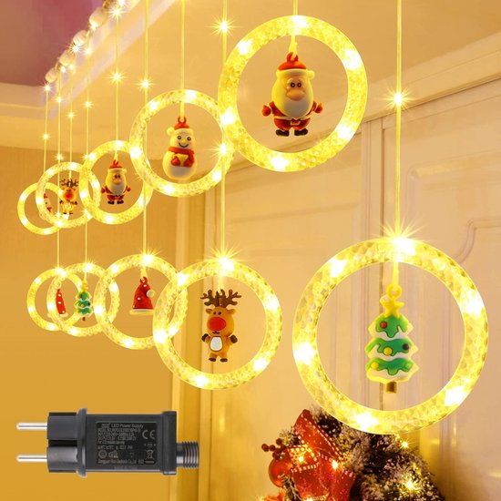 Rideau lumineux, 3 mètres, 100 LED, avec minuterie, fenêtre, décoration de  Noël, 8... | bol