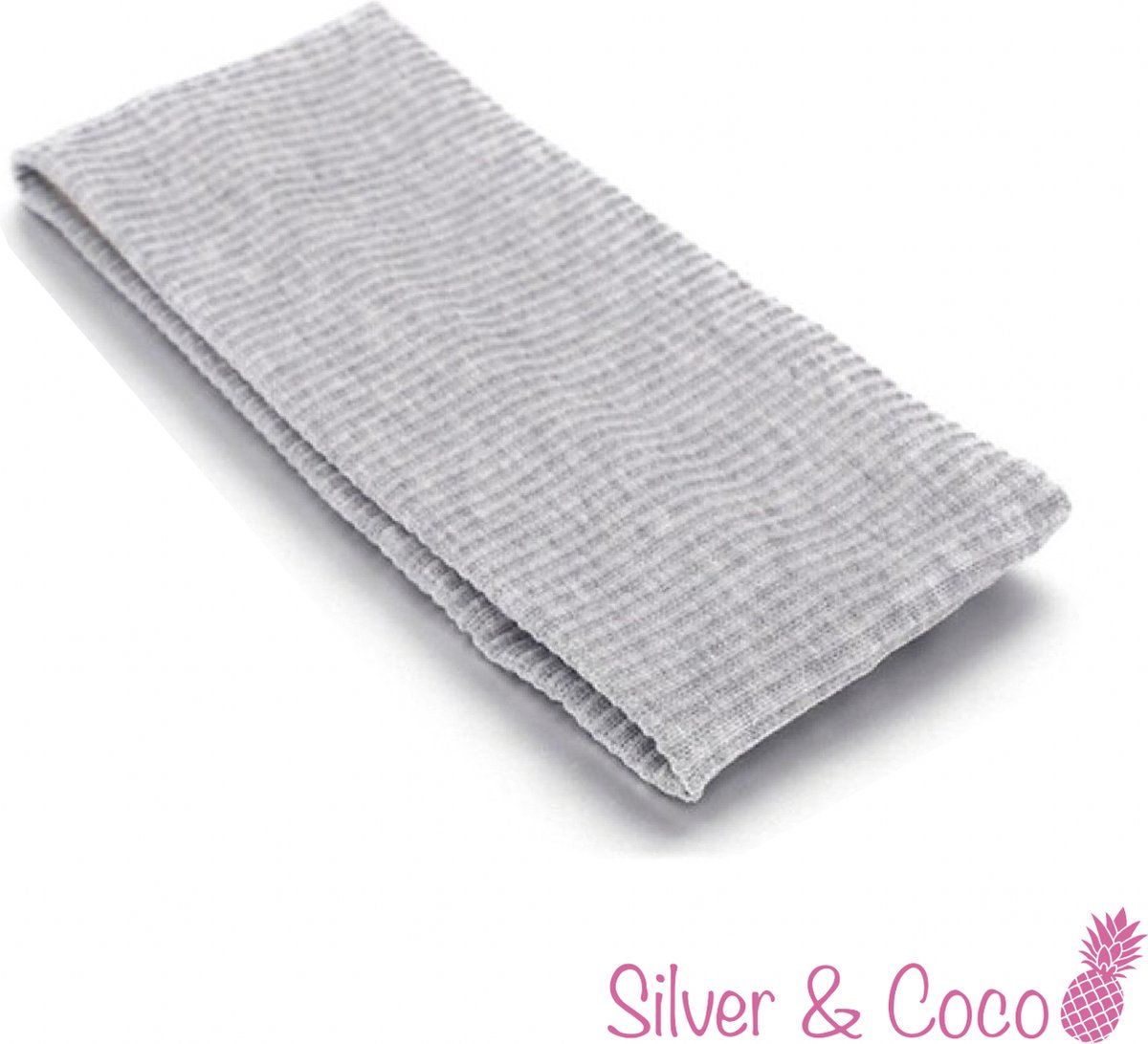 SilverAndCoco - Grijze Brede Haarband Festival Dikke Normale Stoffen Hoofdband Hardlopen / Sport Yoga Boho Diadeem Dames / Elastische Grijze Haarbanden Breed - Grijs