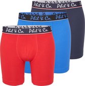 Phil & Co Boxershorts Heren Met Lange Pijpen Boxer Briefs 3-Pack Blauw / Rood - Maat XL
