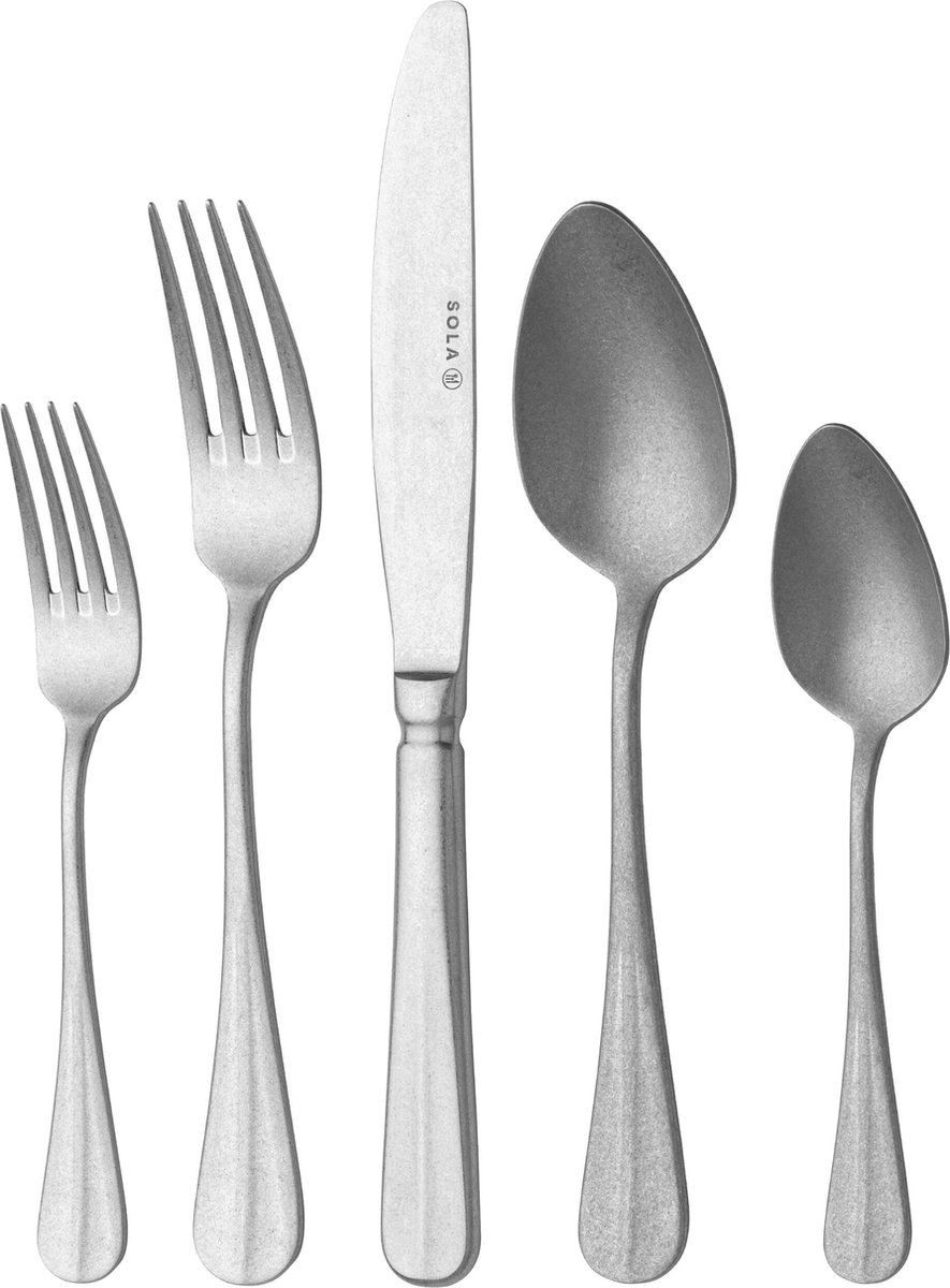 Sola Bestekset Hollands Glad Vintage - Modern - 6 persoons - 50 delig - Zilverwit Edelstaal 18/10 - RVS - Zilver