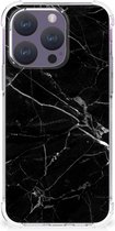 Smartphone hoesje Geschikt voor iPhone 15 Pro Mobiel Hoesje met transparante rand Marmer Zwart