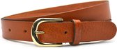 Take-it 3 cm cognac dames riem gouden gesp - 100% nerfleder - gouden gesp - Maat 85 - Totale lengte riem 100 cm