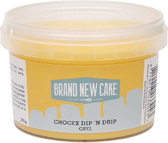 BrandNewCake® Chocex Dip 'n Drip Geel 270gr - Cake Drip - Taartdecoratie - Taartversiering