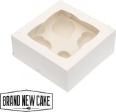 BrandNewCake® Cupcake Doos voor 4 Cupcake - 18x18x7.7 cm - Wit - Met Tray en Venster - 3 Stuks
