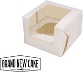 BrandNewCake® Cupcake Doos voor 1 Cupcake - 9x9x9 cm - Wit - Met Tray en Venster - 3 Stuks