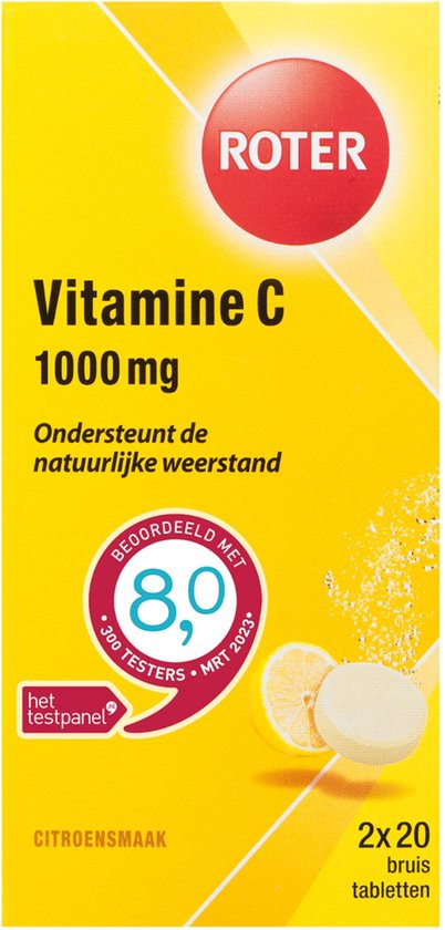 Roter Vitamine C 1000mg bruis - Hoge dosering vitamine C ter ondersteuning van je weerstand - 40 bruistabletten met citroensmaak