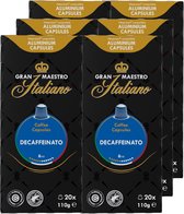Gran Maestro Italiano - Decafinato - Tasses à café - Capsules compatibles Nespresso - Sans caféine - 6 x 20 tasses