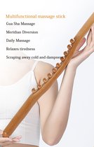 Massage - massage apparaat - voor rug, nek, schouder, buik, taille, armen, benen, etc. - massage stok hout - gua sha massage tool - houten massage stok - 8 massage ballen - 1 stuk - hout kleur