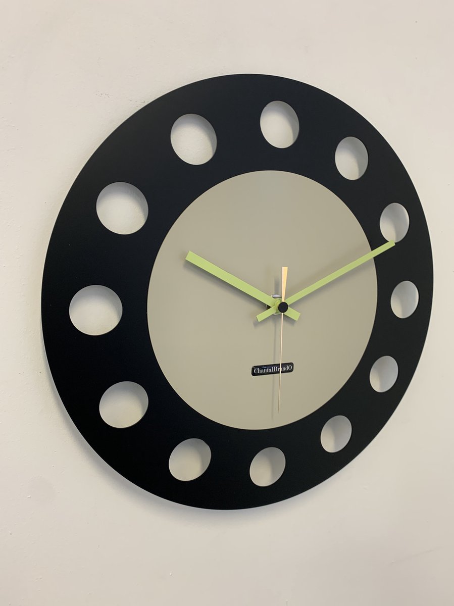Wandklok ChantalBrandO CETARA BLACK & GREY -- MODERN DESIGN -- ZWART EN GRIJS