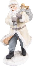 HAES DECO - Kerstman deco Figuur - Formaat 11x9x21 cm - Kleur Beige - Materiaal Polyresin - Kerst Figuur, Kerstdecoratie