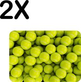 BWK Stevige Placemat - Tennis Ballen op een Hoop - Set van 2 Placemats - 40x30 cm - 1 mm dik Polystyreen - Afneembaar