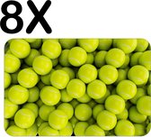 BWK Stevige Placemat - Tennis Ballen op een Hoop - Set van 8 Placemats - 45x30 cm - 1 mm dik Polystyreen - Afneembaar