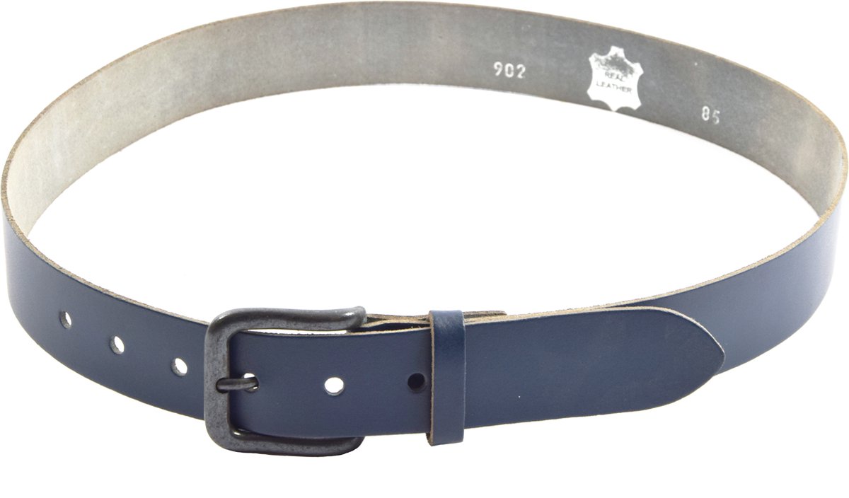 Stijlvolle Marineblauwe Lederen Riem - 3.5 cm Breed, Maat 85