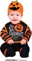 Guirca - Pompoen Kostuum - Mijn Eerste Halloween Pompoentje Kind Kostuum - Oranje, Zwart - 12 - 18 maanden - Halloween - Verkleedkleding