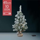 Petit sapin de Noël artificiel | Dans un sac de jute | 45 CM | 10 LED | Batterie | Neige