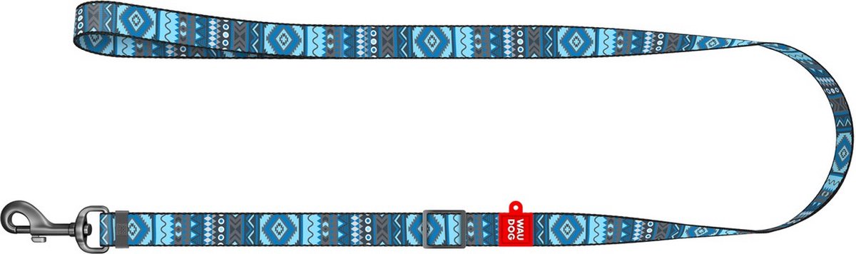 WAUDOG Ethno Verstelbare Hondenlijn / Hondenriem - Nylon - Blauw - Breedte: 20 mm - Lengte: 152 - 183 cm