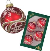 Krebs boules de Noël luxueusement décorées - 4x pièces - rouge - 7 cm