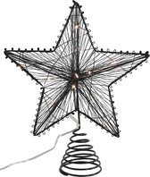 Countryfield kerst ster piek - zwart - LED licht warm wit - 25 cm