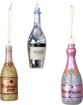 Cintres/décorations de Noël IKO - boisson - 3x - verre - champagne et vin