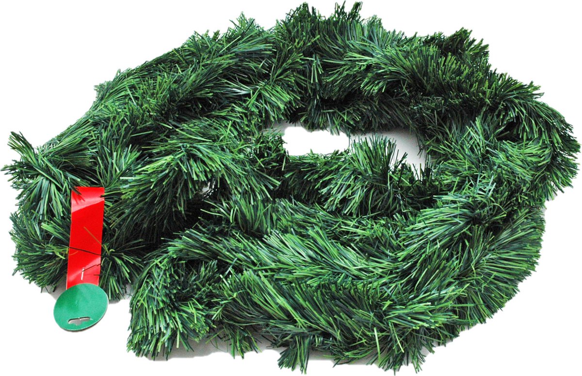 Kerstslinger - dennenslinger - dun - donkergroen - 10 mtr x 10 cm - kunststof