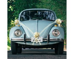 Chaks Trouwauto decoratie lint - ivoor wit - just married - bruiloft benodigdheden