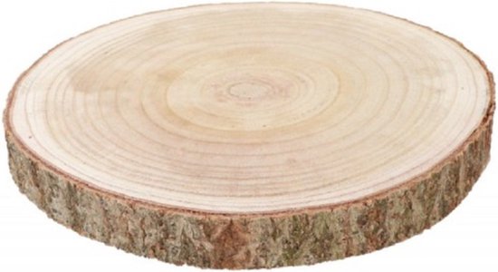 Chaks Kaarsenplateau boomschijf met schors - hout - D38 x H4 cm - rond - Onderborden