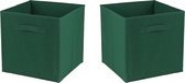 Urban Living Opbergmand/kastmand Square Box - 2x - karton/kunststof - 29 liter - donker groen - 31 x 31 x 31 cm - Vakkenkast manden