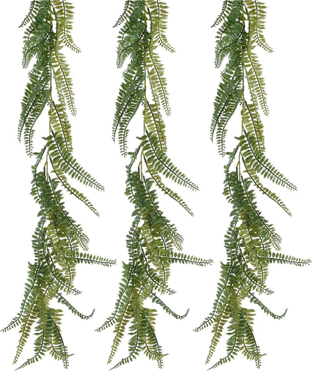 Everlands Planten slinger - 3x - varen - kunstplant - groen - 180 cm