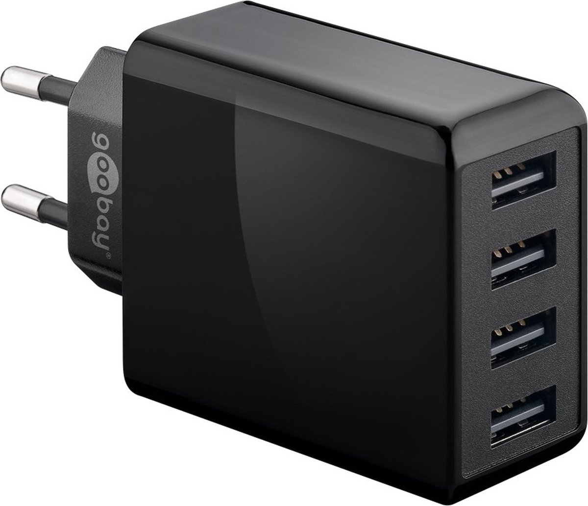 Goobay USB thuislader met 4 poorten - Smart IC - 6A / zwart
