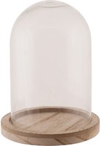 Dijk Natural Collections stolp - glas - houten bruin plateau - D12 x H13 cm