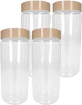 PlasticForte Voorraadpot/bewaarpot - 6x - 550 ml - kunststof - beige - B7 x H16 cm