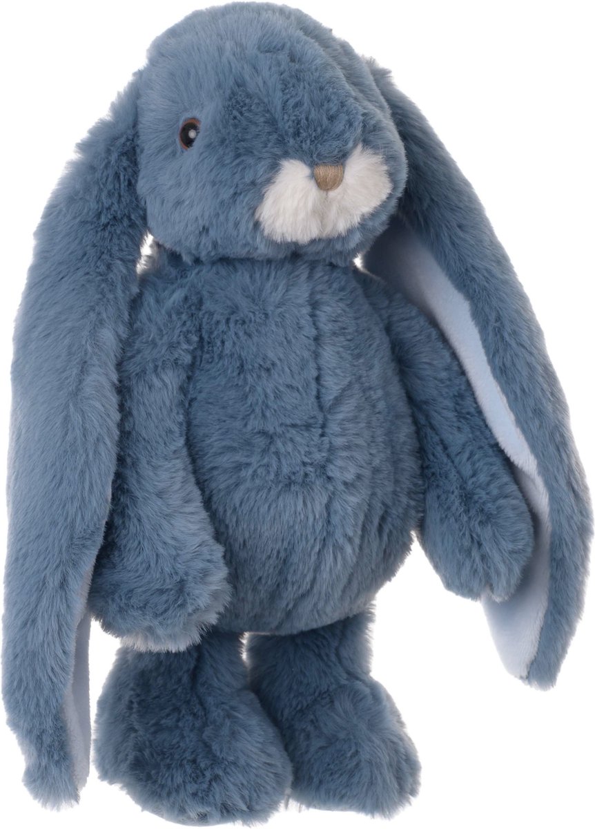 Bukowski pluche konijn knuffeldier - blauw - staand - 40 cm - Luxe kwaliteit knuffels