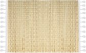 Rechthoekige placemat wit met franjes - bamboe - 45 x 30 - Tafel onderleggers