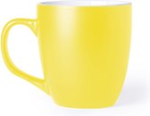 1x Drinkbeker/mok geel 440 ml - Keramiek - Gele mokken/bekers voor onbijt en lunch