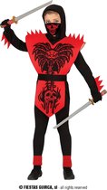 Guirca - Costume Ninja & Samurai - Déguisement Enfant Deadly Cobra Ninja Ka Ching - Rouge, Zwart - 7 - 9 ans - Halloween - Déguisements
