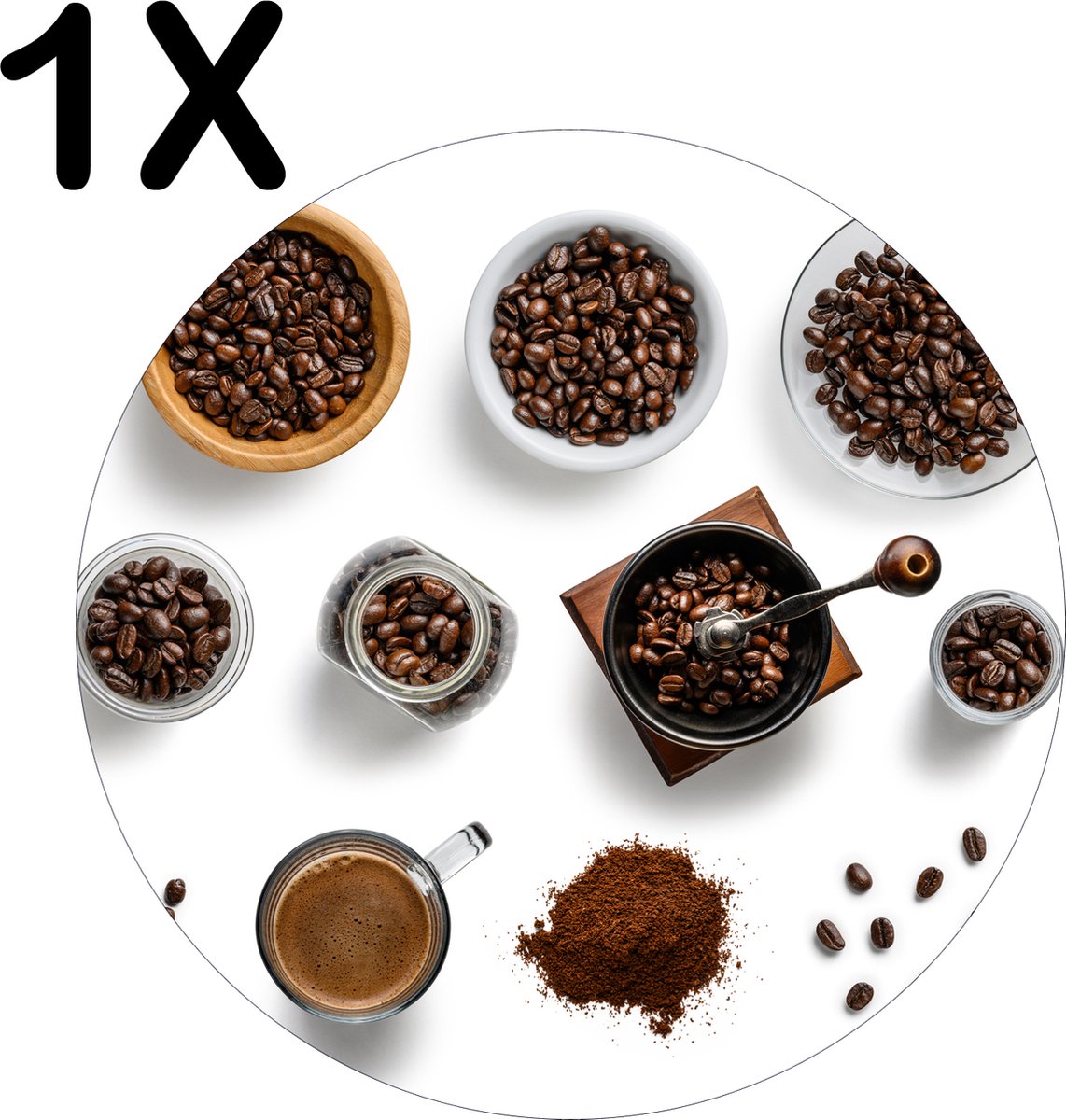 BWK Stevige Ronde Placemat - Van Koffieboon tot Koffie - Set van 1 Placemats - 40x40 cm - 1 mm dik Polystyreen - Afneembaar