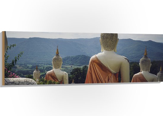 Hout - Buddhas - Bloemen - Bergen - Bomen - 150x50 cm - 9 mm dik - Foto op Hout (Met Ophangsysteem)