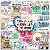 Mental Health Sticker set - 50 stickers - Positieve quotes mentale gezondheid -Liefde voor jezelf - Begrip voor depressie