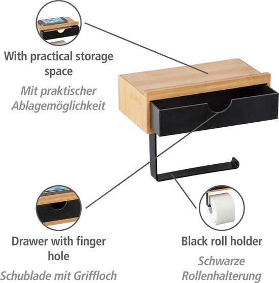 WENKO Support papier toilette mural, porte papier toilette sans