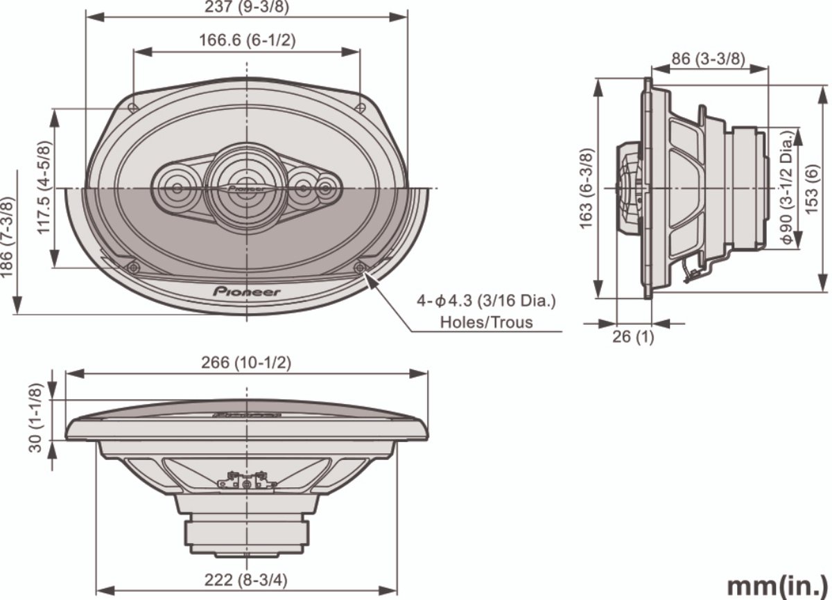 Pioneer TS-A6991F - Autospeakers - 6"x9" (15 x 23 cm) 5-wegs coaxiaal - 700 W – foto 5