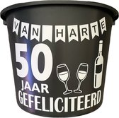Cadeau Emmer-Van Harte 50-12 Liter-Zwart-Cadeau-Geschenk-Gift-Kado-Verjaardag-50 Jaar