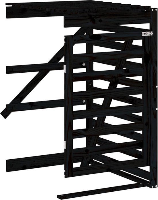 vidaXL-Containerberging-drievoudig-massief-grenenhout-zwart