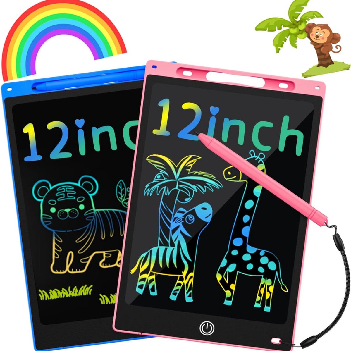 Kleyn - Tekentablet - LCD Teken Tablet - 12 Inch - Tekentablet Kinderen - Draagbaar en Digitaal - Blauw/Roze - 2 Stuks